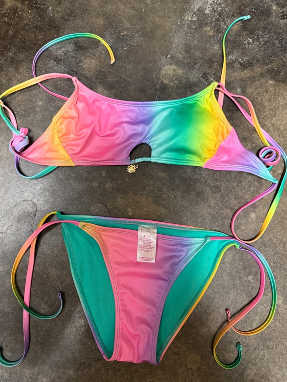 Rainbow Ombre Tie-Side Bikini Set